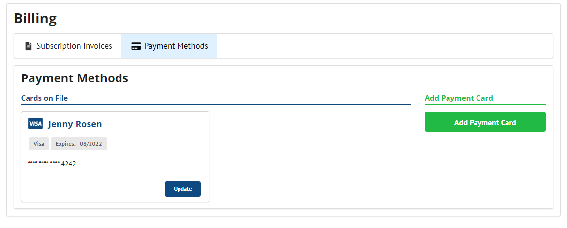 Viewing Payment Cards